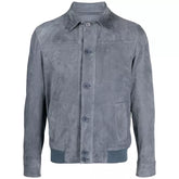 Mens Grey Suede Bomber Jacket