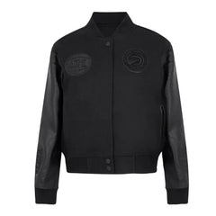Atlanta Hawks Triple Black Varsity Wool-Leather Jacket