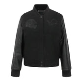 Detroit Lions Triple Black Varsity Wool-Leather Jacket