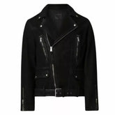 Mens Black Leather Suede Biker Jacket