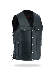 Mens Black Biker Leather Vest