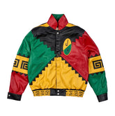 Pan African Colors Handmade Leather Jacket Zig Zag Hip Hop Heritage Style