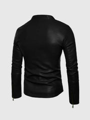 Small Collar Leather Jacket