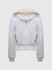 White Fur Leather Jacket