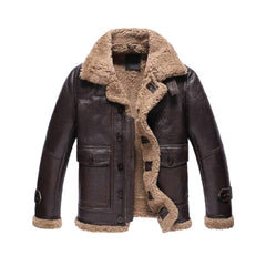 Men’s Shearling Lambskin Bomber Brown Leather Jacket