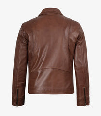 Men’s Cognac Brown Leather Jacket backside