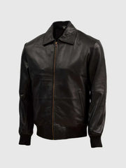 Men’s classic Black Leather Bomber Jacket