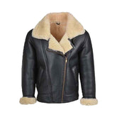 Men’s Black Bomber Shearling Leather Jacket