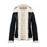 Women Hooded Shearling Jacket