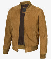 Men's Bomber Light Brown Suede Jacket