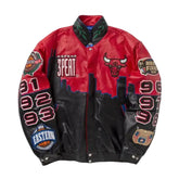 3 Peat Chicago Bulls Leather Jacket - Hand Made Customized Jacket