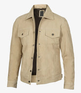 Fernando Men's Camel Suede Trucker Jacket