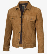 Light Brown Men's Trucker Suede Jacket