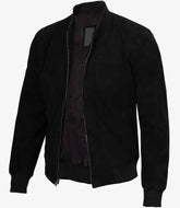 Adamsville Men's Black Suede Bomber Jacket