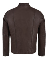 Brown Leather Biker Jacket For Men