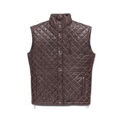 Mens Quilted Brown Leather Vest