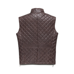 Mens Quilted Brown Leather Vest