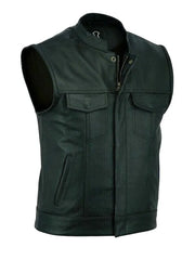 Men’s Classic Biker Leather Vest – Premium Cowhide, Handcrafted Fit