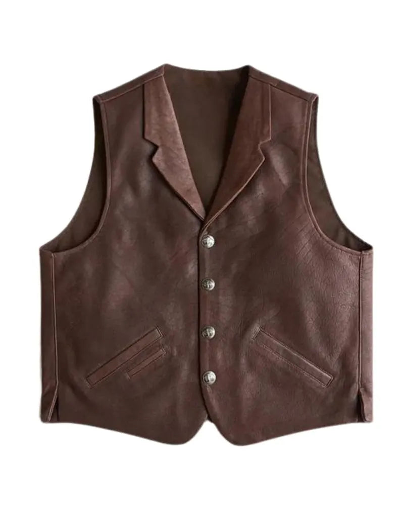 Men’s Western Style Brown Leather Vest