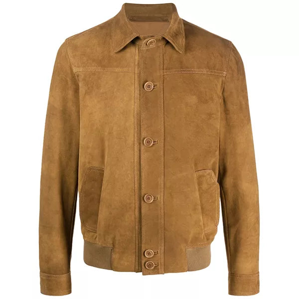 Mens Brown Leather Suede Shirt Jacket