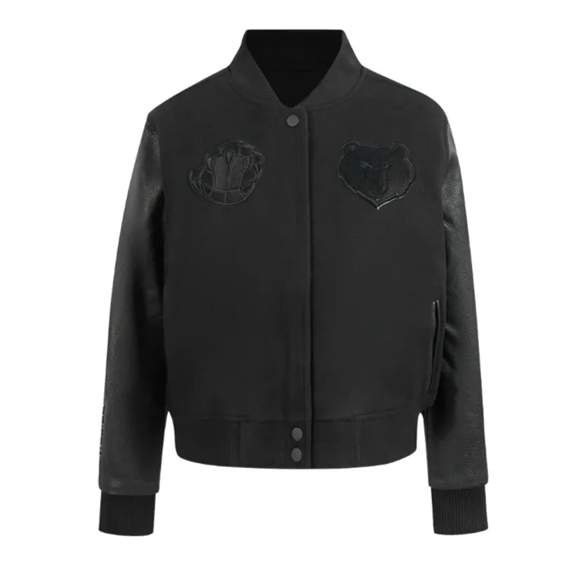 Memphis Grizzlies Triple Black Varsity Wool-Leather Jacket