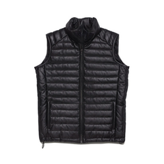 Mens Black Quilted Leather Vest