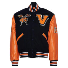 Virginia State University Black and Orange Varsity Jacket