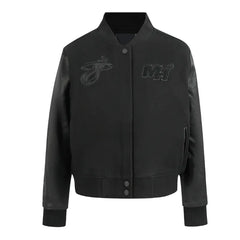 Miami Heat Triple Black Varsity Wool-Leather Jacket