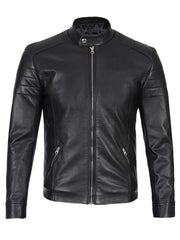 Carrie Men's Black Cafe Racer Leather Jacket