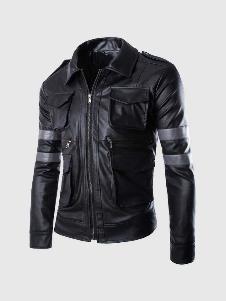 Black Jacket with Gray Stripes