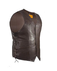 Men’s Dark Brown Leather Motorcycle Vest