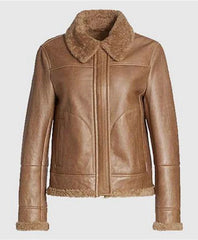 Monica Shearling Fur Lined Brown Jacket