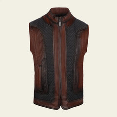 Men’s Brown Ovine contrasting leather Vest