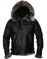 Robert All Black Shearling B3 Parka Jacket