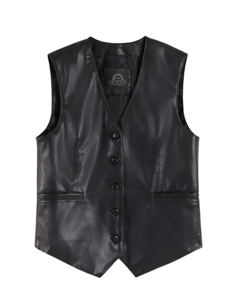 Men’s Black Faux Leather Vest