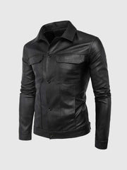Button Closure Leather Jacket