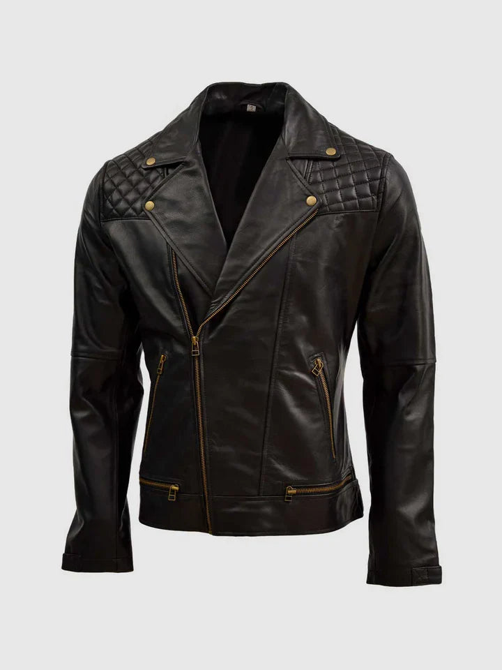 Black Quilted Leather Jacket