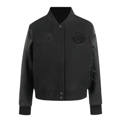 Denver Nuggets Triple Black Varsity Wool-Leather Jacket