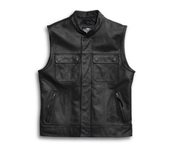 Men’s Foster Black Leather Vest
