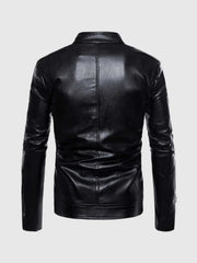 Standing Collar Leather Jacket