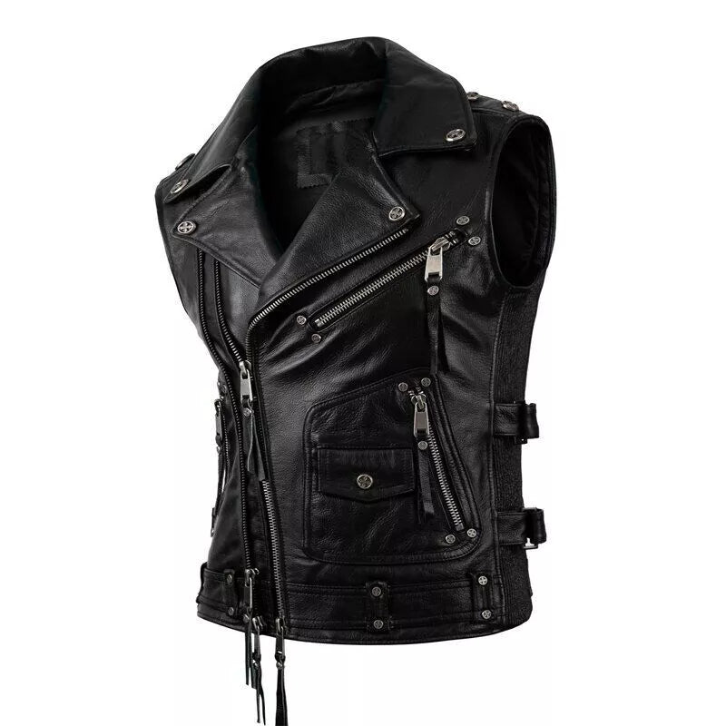Black Leather Motorcycle Vest – The Leather Fits Custom Fit & Timeless Style