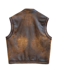 Mens Distressed Brown Leather Vest