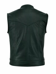 Men’s Classic Biker Leather Vest – Premium Cowhide, Handcrafted Fit