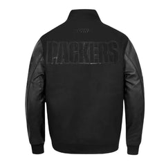 Green Bay Packers Triple Black Varsity Wool-Leather Jacket