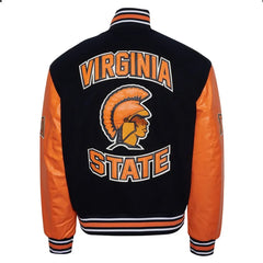 Virginia State University Black and Orange Varsity Jacket