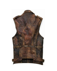 Men’s Amell Vintage Distressed Brown Leather Vest