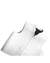 Men’s Premium White Leather Biker Vest