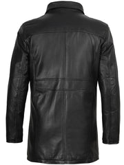 Bristol Men's Black Leather Car Coat