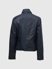 Dark Blue Leather Jacket