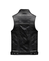 Men’s Classic Black Leather Biker Vest